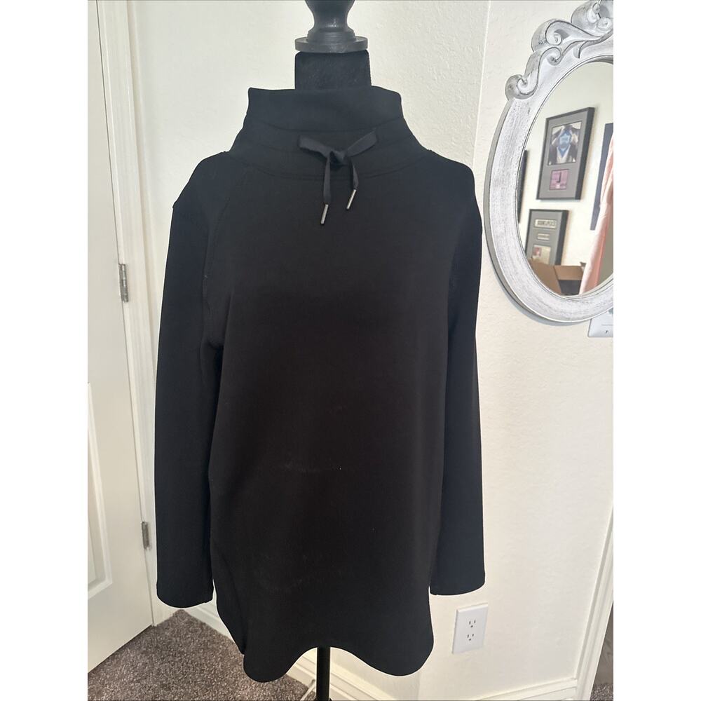 Spanx Air Essentials Got Ya Covered Pullover Sweatshirt Mock Neck Black Med $119